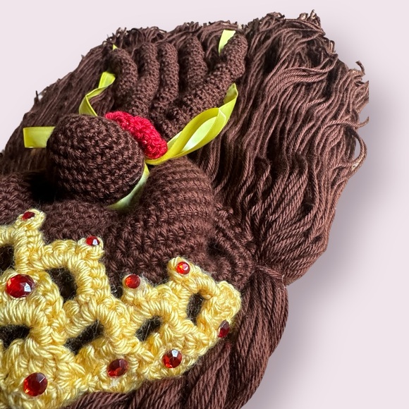 Kids Handmade Beauty And The Beast Belle Crocheted Yarn Wig Dress Up Costume - Picture 4 of 12